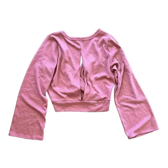 Lulus Pink Back to the Trend Long Bell Sleeve Keyhole Back Top M - Picture 3 of 7